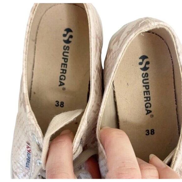 Superga Womens US 7.5 EU 38 Snake Print Sneakers Faux Leather Low Pink Lace Up - Picture 8 of 9